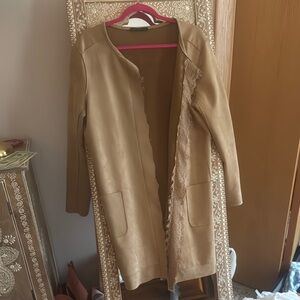 Joan Vass Tan Trench Coat Classic Lightweight Style